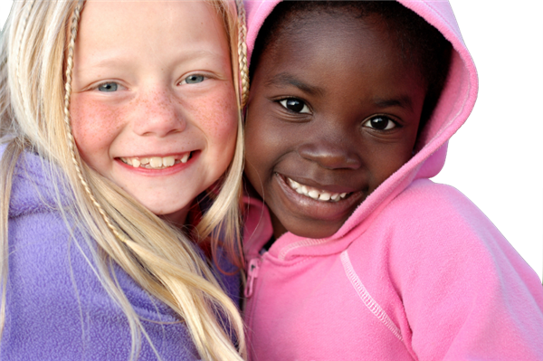 Two young girls smiling