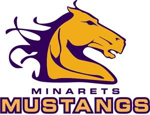 Minarets logo with a horse head above the words Minarets Mustangs