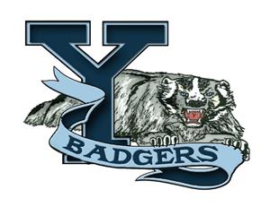 Yosemite High logo with a Y and a badger holding up a sign saying badgers