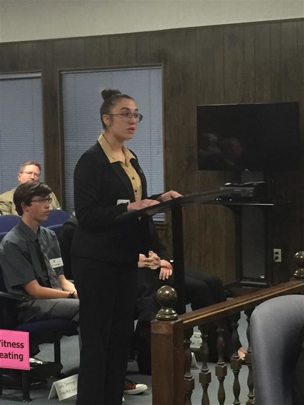 Attorney arguing her case during the Mock Trial