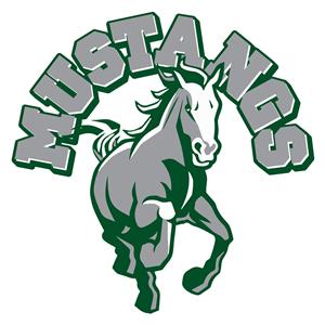 School logo, picture of Mustang with Mustangs written over the name.  